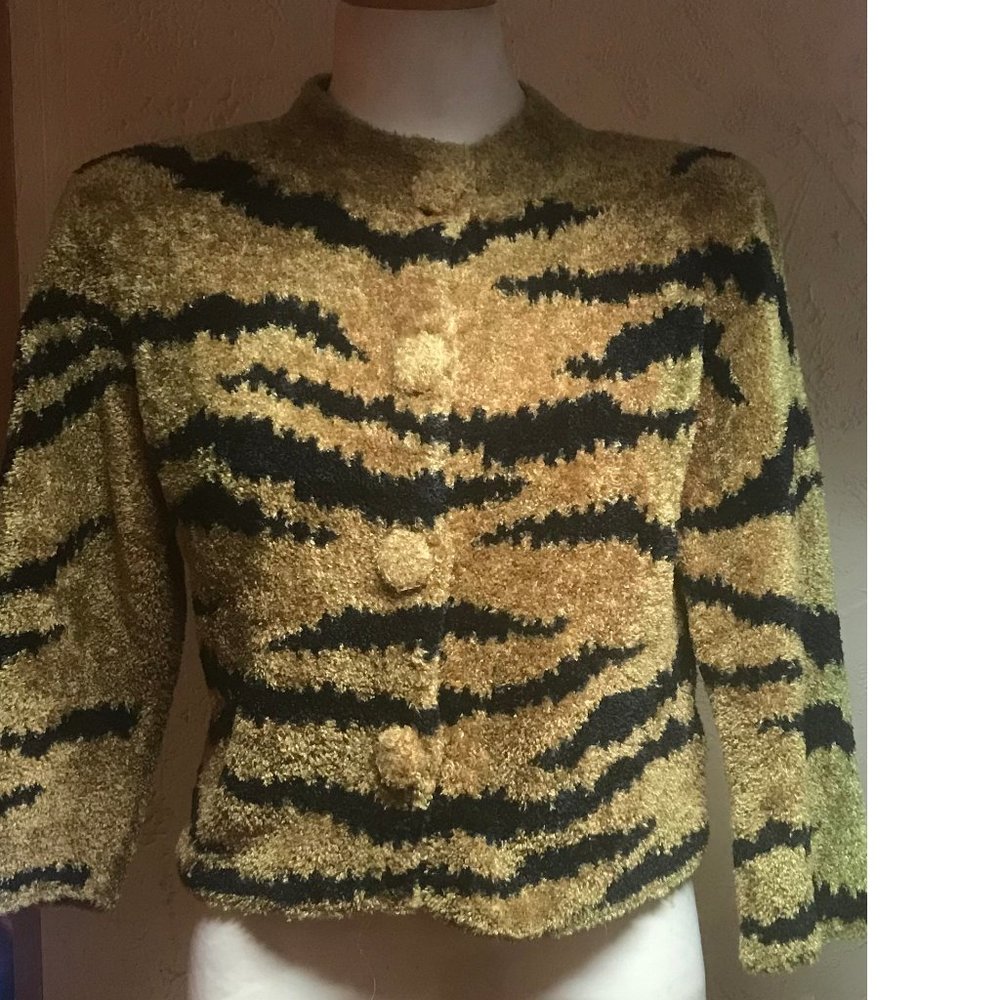 Michael Simon Fuzzy Brown Black Jacket Size S